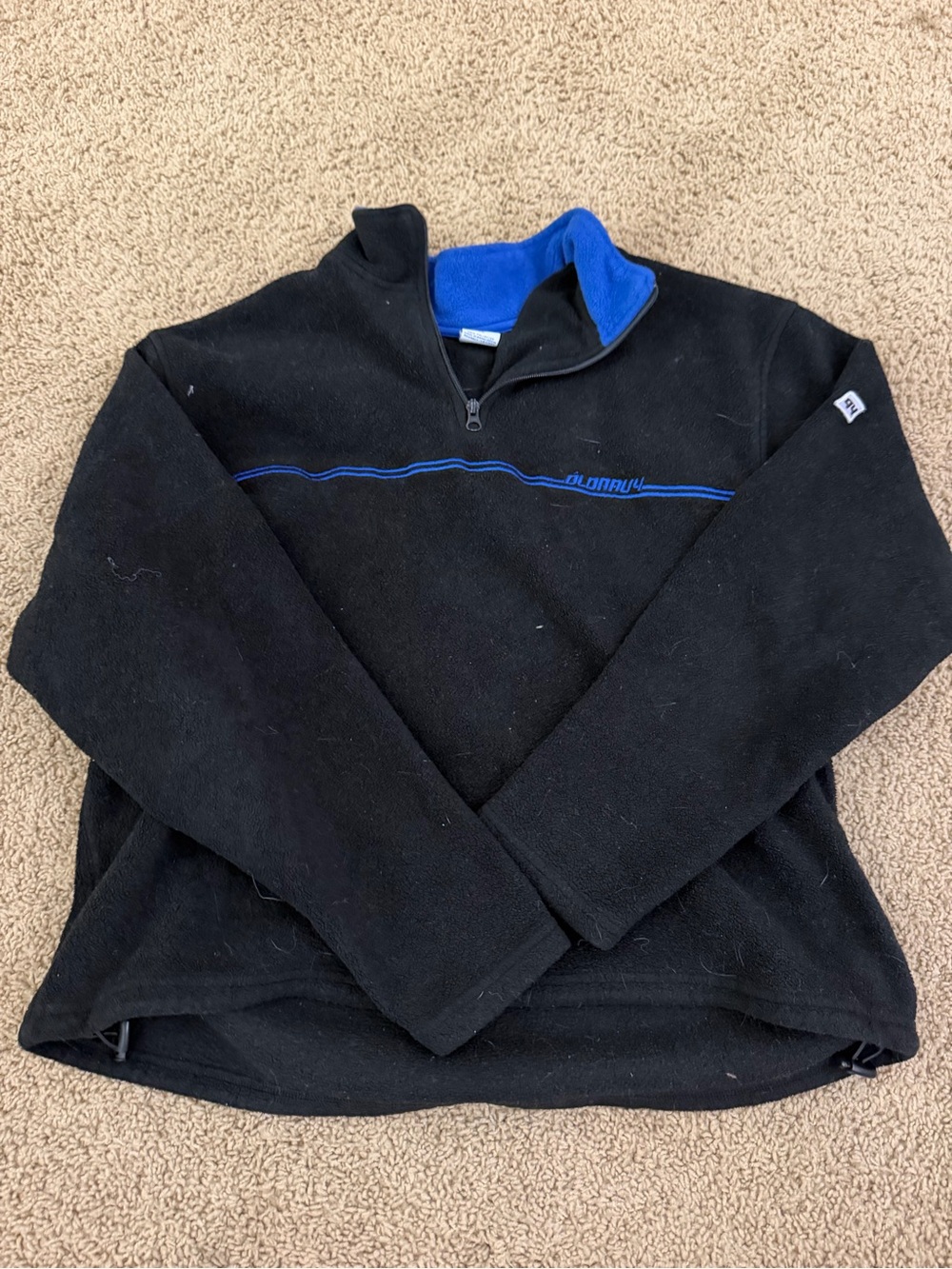 Old Navy Black Fleece Quarter-Zip Pullover with Blue Trim